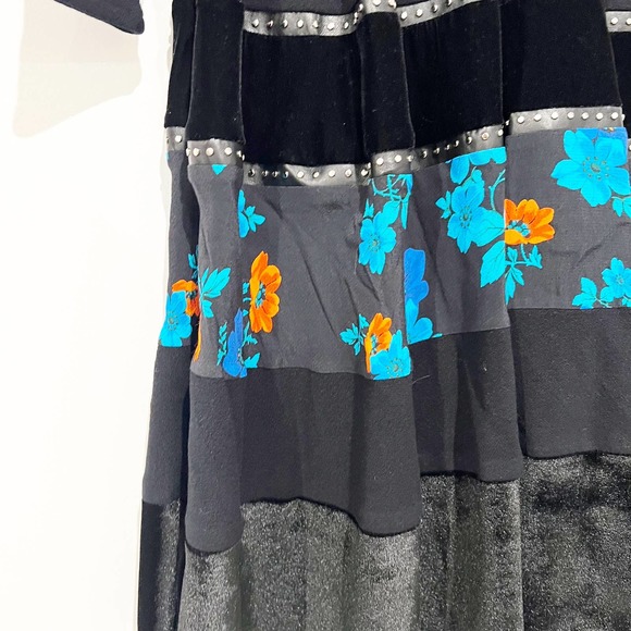 Maje Rafa Ponte Floral Flared Black Velvet Embellished Crepe Mini Dress Small - Picture 7 of 11